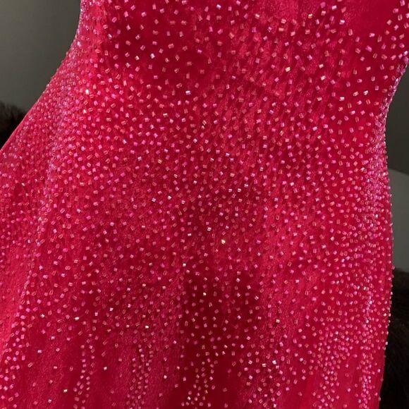 Strapless & Back Cut-out Beaded Organza Party Dress - Picture 4 of 15